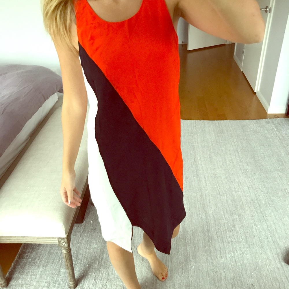 Armani Exchange Shift Dress - Navy White Orange